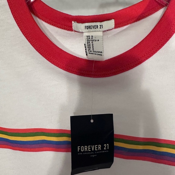 NWT Forever 21 Rainbow Striped Tee - Picture 3 of 5